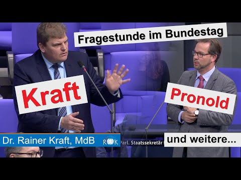 Fragestunde im Bundestag mit Rainer Kraft, Florian Pronold und weiteren Akteuren.